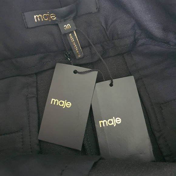 Maje Black Paris Belted Flat Front Shorts Women's Size M - Picture 7 of 11